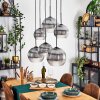 Koyoto Lampadario a sospensione, Lampada a sfera, Lampada a sospensione Chiaro, Grigio fumo, 6-Luci