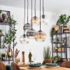 Koyoto Lampadario a sospensione, Lampada a sfera, Lampada a sospensione Ambrato, Chiaro, Grigio fumo, 6-Luci