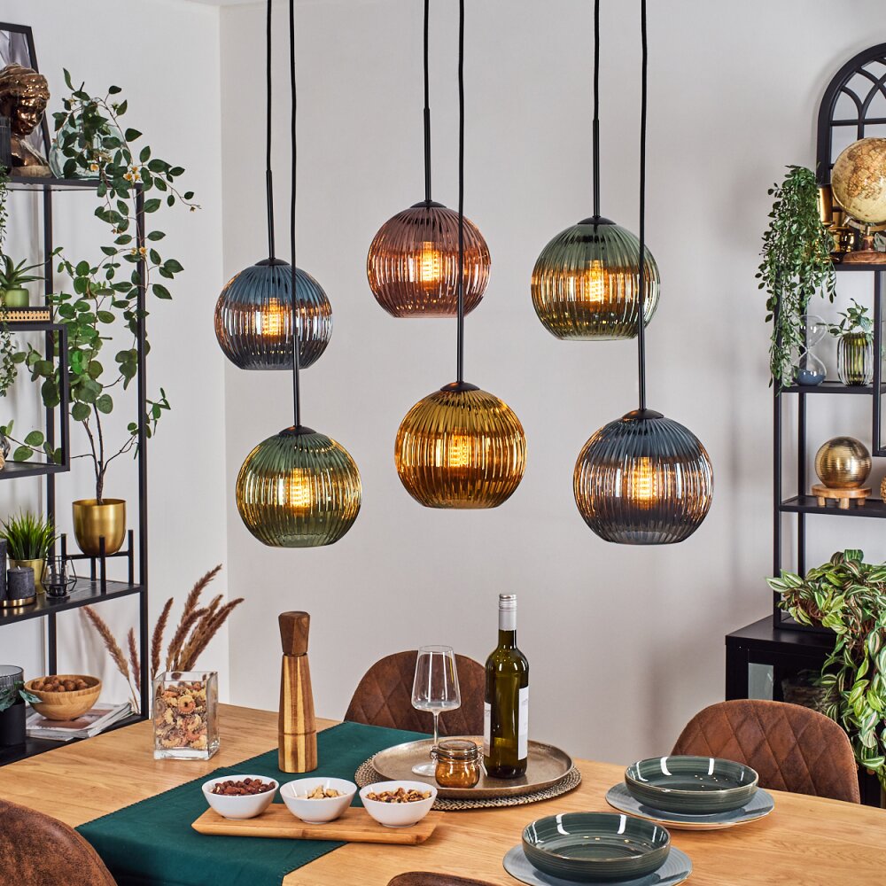 Koyoto Lampadario a sospensione, Lampada a sfera, Lampada a sospensione Blu, Oro, Verde, Ramato, 6-Luci main product photo