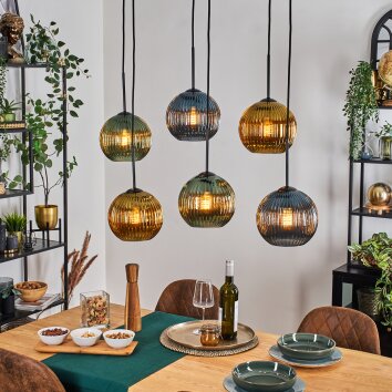 Koyoto Lampadario a sospensione, Lampada a sfera, Lampada a sospensione Blu, Oro, Verde, 6-Luci