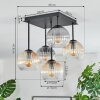 Koyoto Plafoniera, Lampada a sfera 37 cm Ambrato, Chiaro, Grigio fumo, 5-Luci