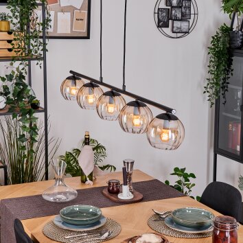 Koyoto Lampadario a sospensione, Lampada a sfera, Lampada a sospensione Ambrato, Chiaro, 5-Luci