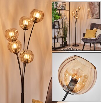 Koyoto Lampada a sfera, Lampada da terra Ambrato, 5-Luci