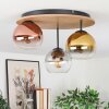 Koyoto Plafoniera, Lampada a sfera 40 cm Marrone, Aspetto del legno, Nero, 3-Luci