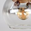 Koyoto Plafoniera, Lampada a sfera 40 cm Marrone, Aspetto del legno, Nero, 3-Luci