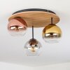 Koyoto Plafoniera, Lampada a sfera 40 cm Marrone, Aspetto del legno, Nero, 3-Luci