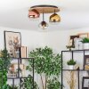 Koyoto Plafoniera, Lampada a sfera 40 cm Marrone, Aspetto del legno, Nero, 3-Luci