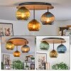 Koyoto Plafoniera, Lampada a sfera Marrone, Aspetto del legno, Nero, 3-Luci