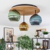 Koyoto Plafoniera, Lampada a sfera Marrone, Aspetto del legno, Nero, 3-Luci