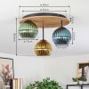 Koyoto Plafoniera, Lampada a sfera Marrone, Aspetto del legno, Nero, 3-Luci