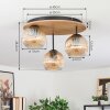 Ripoll Plafoniera, Lampada a sfera Marrone, Aspetto del legno, Nero, 3-Luci