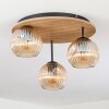 Ripoll Plafoniera, Lampada a sfera Marrone, Aspetto del legno, Nero, 3-Luci