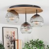 Ripoll Plafoniera, Lampada a sfera Marrone, Aspetto del legno, Nero, 3-Luci