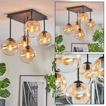 Gastor Plafoniera, Lampada a sfera Ambrato, Chiaro, 5-Luci
