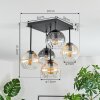 Koyoto Plafoniera, Lampada a sfera Ambrato, Chiaro, Grigio fumo, 5-Luci