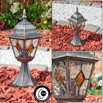 Naofe Lampada con piedistallo, Illuminazione viale Nero, Argento, 1-Luce Naofe Lampada con piedistallo, Illuminazione viale Nero, Argento, 1-Luce
