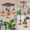 Koyoto Plafoniera, Lampada a sfera Ambrato, Cromo, Grigio fumo, 5-Luci