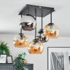 Koyoto Plafoniera, Lampada a sfera Ambrato, Cromo, Grigio fumo, 5-Luci