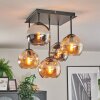 Koyoto Plafoniera, Lampada a sfera Ambrato, Cromo, Grigio fumo, 5-Luci