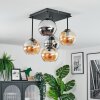 Koyoto Plafoniera, Lampada a sfera Ambrato, Cromo, Grigio fumo, 5-Luci