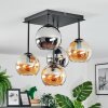 Koyoto Plafoniera, Lampada a sfera Ambrato, Cromo, Grigio fumo, 5-Luci