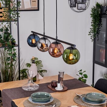 Gastor Lampadario a sospensione, Lampada a sfera, Lampada a sospensione Blu, Cromo, Verde, Ramato, Grigio fumo, 4-Luci