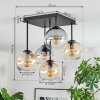 Koyoto Plafoniera, Lampada a sfera 37 cm Ambrato, Chiaro, Grigio fumo, 5-Luci