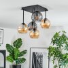 Koyoto Plafoniera, Lampada a sfera 37 cm Ambrato, Grigio fumo, 5-Luci