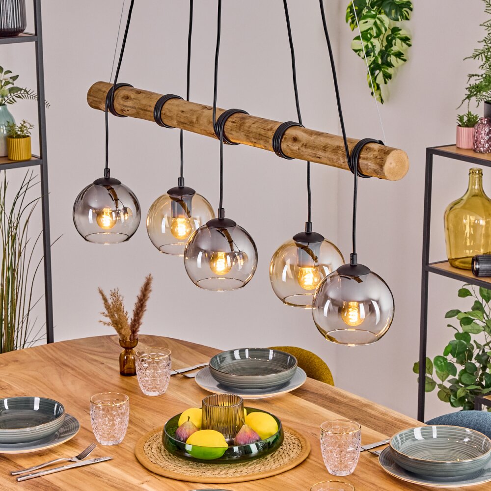 Koyoto Lampadario a sospensione, Lampada a sfera, Lampada a sospensione Écru, Nero, 5-Luci main product photo