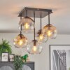Koyoto Plafoniera, Lampada a sfera Ambrato, Cromo, Chiaro, Grigio fumo, 5-Luci