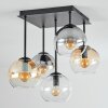 Koyoto Plafoniera, Lampada a sfera Ambrato, Cromo, Chiaro, Grigio fumo, 5-Luci