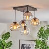 Koyoto Plafoniera, Lampada a sfera Ambrato, Cromo, Chiaro, Grigio fumo, 5-Luci