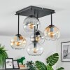 Koyoto Plafoniera, Lampada a sfera Ambrato, Cromo, Chiaro, Grigio fumo, 5-Luci