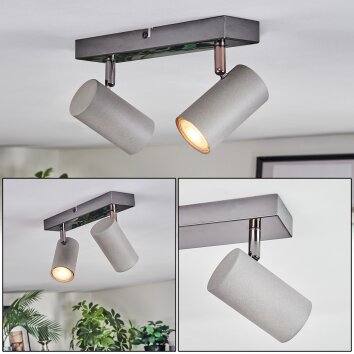 Javel Plafoniera, Faretto da soffitto Cromo, Grigio, 2-Luci