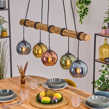 Koyoto Lampadario a sospensione, Lampada a sfera, Lampada a sospensione Écru, Nero, 5-Luci
