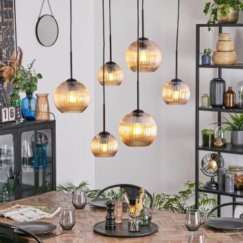 Koyoto Lampadario a sospensione, Lampada a sfera, Lampada a sospensione Ambrato, 6-Luci
