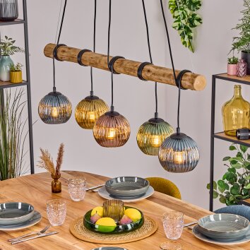 Koyoto Lampadario a sospensione, Lampada a sfera, Lampada a sospensione Écru, Nero, 5-Luci