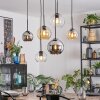 Koyoto Lampadario a sospensione, Lampada a sfera, Lampada a sospensione Ambrato, Cromo, Chiaro, Grigio fumo, 6-Luci