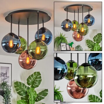 Gastor Plafoniera, Lampada a sfera Blu, Verde, Ramato, 5-Luci