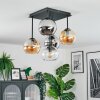 Koyoto Plafoniera, Lampada a sfera Ambrato, Cromo, Chiaro, Grigio fumo, 5-Luci