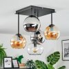 Koyoto Plafoniera, Lampada a sfera Ambrato, Cromo, Chiaro, Grigio fumo, 5-Luci