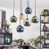 Koyoto Lampadario a sospensione, Lampada a sfera, Lampada a sospensione Ambrato, Blu, Cromo, Verde, Grigio fumo, 6-Luci
