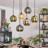 Koyoto Lampadario a sospensione, Lampada a sfera, Lampada a sospensione Ambrato, Blu, Cromo, Verde, Grigio fumo, 6-Luci