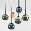 Koyoto Lampadario a sospensione, Lampada a sfera, Lampada a sospensione Ambrato, Blu, Cromo, Verde, Grigio fumo, 6-Luci