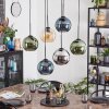 Koyoto Lampadario a sospensione, Lampada a sfera, Lampada a sospensione Ambrato, Blu, Cromo, Verde, Grigio fumo, 6-Luci