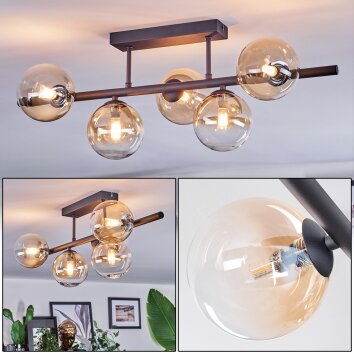 Chehalis Plafoniera, Lampada a sfera Ambrato, Chiaro, 5-Luci