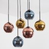 Koyoto Lampadario a sospensione, Lampada a sfera, Lampada a sospensione Blu, Oro, Ramato, 6-Luci
