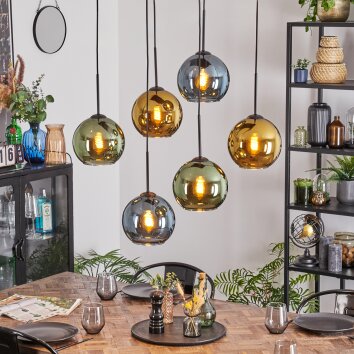 Koyoto Lampadario a sospensione, Lampada a sfera, Lampada a sospensione Blu, Oro, Verde, 6-Luci