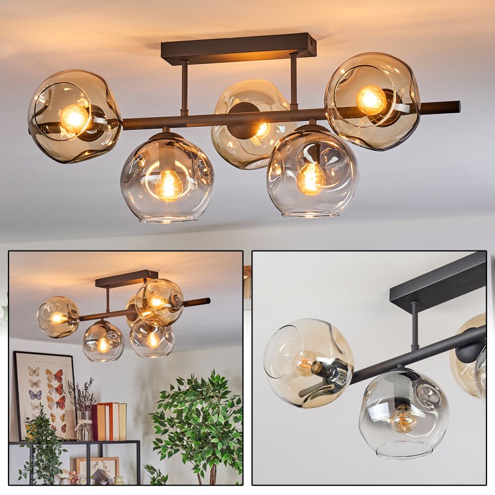 Ripoll Plafoniera, Lampada a sfera Ambrato, Chiaro, Grigio fumo, 5-Luci main product photo