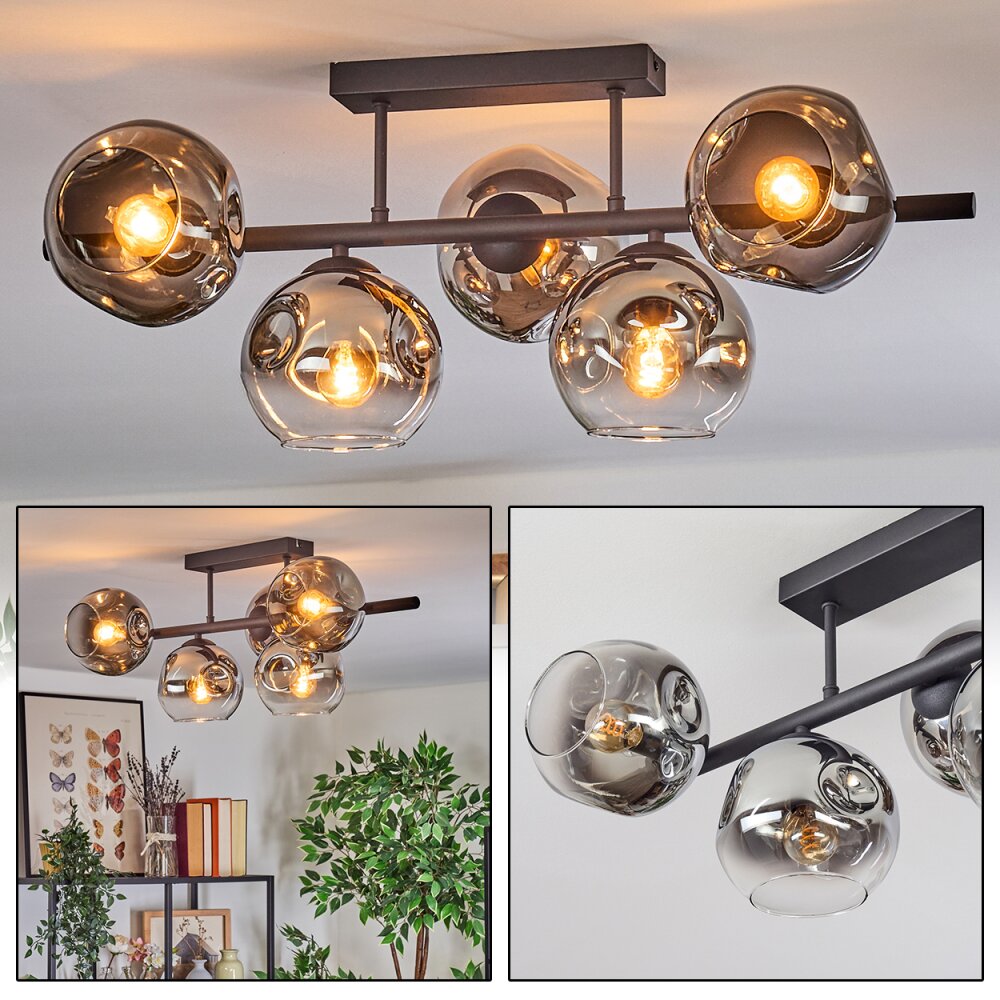 Ripoll Plafoniera, Lampada a sfera Cromo, Chiaro, Grigio fumo, 5-Luci main product photo